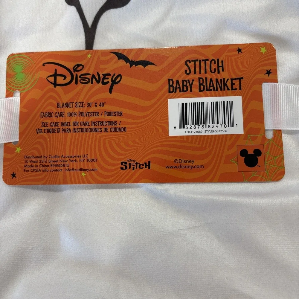 Disney Lilo & Stitch Halloween Baby Blanket Boo Orange Plush Throw NWT